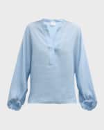 Image 1 of 6: Eleventy Blouson-Sleeve Linen Shirt