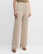 Image 2 of 6: Eleventy High-Rise Straight-Leg Linen Pants