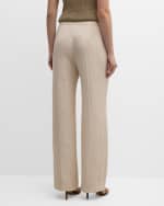 Image 4 of 6: Eleventy High-Rise Straight-Leg Linen Pants
