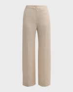 Image 1 of 6: Eleventy High-Rise Straight-Leg Linen Pants