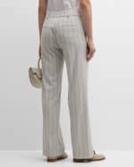 Image 3 of 5: Eleventy High-Rise Striped Straight-Leg Pants