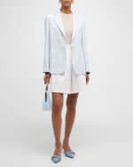 Image 5 of 6: Eleventy Single-Button Linen-Wool Blazer