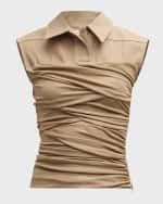 Image 2 of 6: Christopher Esber Calda Ruched Sleeveless Collared Top