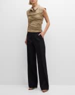 Image 5 of 6: Christopher Esber Calda Ruched Sleeveless Collared Top