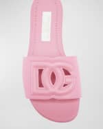 Image 3 of 6: Dolce&Gabbana Girl's DG Cutout Leather Slide Sandals, Toddlers/Kids