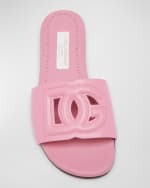 Image 5 of 6: Dolce&Gabbana Girl's DG Cutout Leather Slide Sandals, Toddlers/Kids