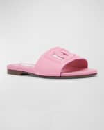 Image 4 of 5: Dolce&Gabbana Girl's DG Cutout Leather Slide Sandals, Kids
