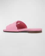 Image 2 of 5: Dolce&Gabbana Girl's DG Cutout Leather Slide Sandals, Kids