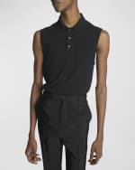 Image 3 of 6: Saint Laurent Men's Sleeveless Pique Polo Shirt