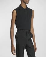 Image 4 of 6: Saint Laurent Men's Sleeveless Pique Polo Shirt