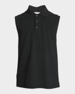 Image 1 of 6: Saint Laurent Men's Sleeveless Pique Polo Shirt