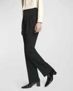 Image 4 of 6: Saint Laurent Men's Grain de Poudre Pleated Trousers