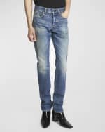Image 3 of 6: Saint Laurent Men's Slim-Fit Faded Jeans
