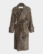 Image 1 of 6: Saint Laurent Men's Taffeta Leopard Trench Coat