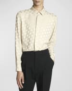 Image 2 of 6: Saint Laurent Men's Polka Dot Jacquard Dress Shirt