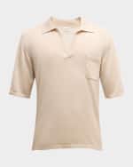 Image 1 of 6: Saint Laurent Men's Johnny-Collar Knit Polo Shirt
