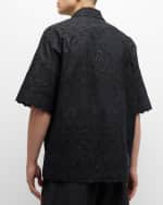 Image 3 of 6: Simone Rocha Men's Broderie Anglaise Relaxed Camp Shirt