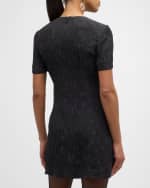 Image 4 of 6: Saint Laurent Tonal Floral Jacquard Mini Dress