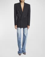 Image 5 of 6: Saint Laurent Oversize Pinstripe Blazer
