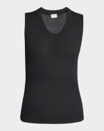 Image 1 of 6: Saint Laurent Scoop-Neck Sleeveless Knit Tank Top