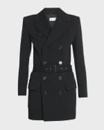 Image 1 of 6: Saint Laurent Belted Blazer Mini Dress