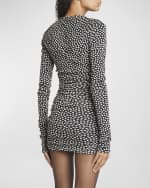 Image 4 of 6: Saint Laurent Ruched Polka Dot Mini Dress