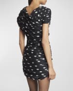 Image 4 of 6: Saint Laurent Draped Polka-Dot Mini Dress