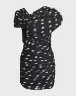 Image 1 of 6: Saint Laurent Draped Polka-Dot Mini Dress