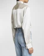 Image 5 of 6: Saint Laurent Striped Satin Button-Front Blouse