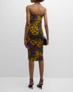 Image 3 of 6: Saint Laurent Floral-Print Strapless Dress