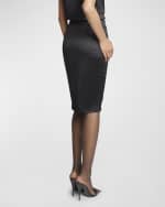 Image 4 of 6: Saint Laurent High-Waist Satin Pencil Skirt