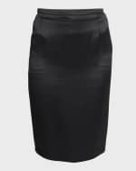 Image 1 of 6: Saint Laurent High-Waist Satin Pencil Skirt