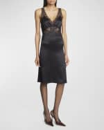 Image 2 of 6: Saint Laurent Lace Trimmed Slip Dress