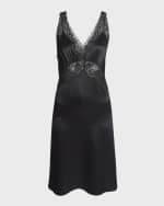 Image 1 of 6: Saint Laurent Lace Trimmed Slip Dress