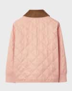 Image 4 of 4: Burberry Girl's Otis Corduroy Collar Quilted Jacket, Size 3-14