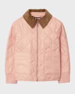 Image 3 of 4: Burberry Girl's Otis Corduroy Collar Quilted Jacket, Size 3-14