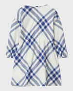 Image 4 of 4: Burberry Girl's Trevelle Check Cotton Long-Sleeve Dress, Size 3-14