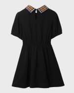 Image 4 of 4: Burberry Girl's Alesea Check Rib-Collar Polo Dress, Size 3-12