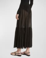 Image 2 of 3: Michael Kors Collection Tiered Ruffle Silk Chiffon Pull-On Maxi Skirt