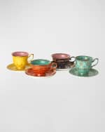 Image 1 of 5: POLSPOTTEN Grandpa Tea Cups & Saucers, Set of 4