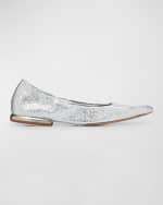 Image 1 of 6: Dries Van Noten Glitter Point-Toe Ballerina Flats