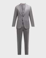 Image 1 of 6: Canali Men's Super 130s Wool Heathered Suit