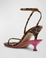 Image 3 of 6: Jacquemus Les Doubles Ankle-Strap Bicolor Sandals