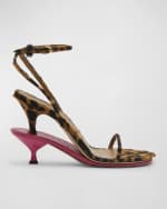 Image 1 of 6: Jacquemus Les Doubles Ankle-Strap Bicolor Sandals