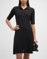 Image 5 of 6: Vince Elbow-Sleeve Mini Polo Dress