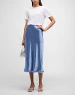 Image 2 of 6: Vince Drop-Shoulder Linen Crewneck Short-Sleeve T-Shirt