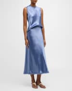 Image 5 of 6: Vince Frayed-Edge Bias Midi Skirt