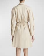 Image 3 of 6: Vince Drawcord Ruched Cotton Poplin Mini Shirtdress