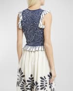 Image 4 of 7: Ulla Johnson Emmeline Ruffled Crewneck Jacquard Top