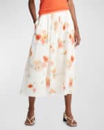 Image 1 of 3: Vince Poppy Blur Gathered Midi Skirt